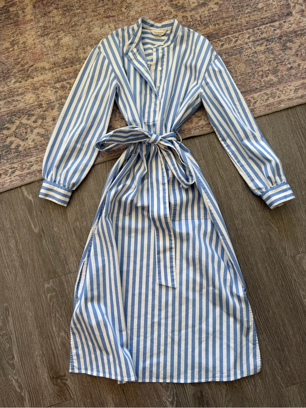 Club Monaco Half-Placket Striped Tunic Midi Dress Small